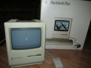 Vintage Apple Macintosh Plus Desktop Personal Computer M00001a Box Mous