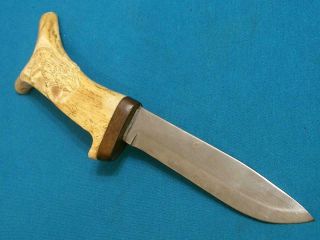 Vintage Custom Carved Stag Scandinavian Puukko Hunting Skinning Survival Knife