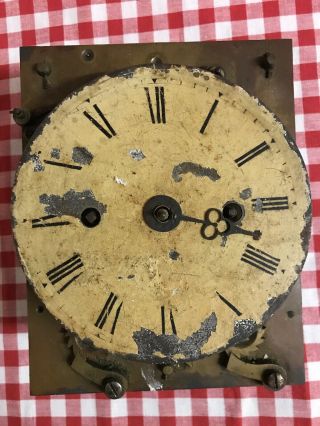 Rare Vintage Grandfather Fusse Clock Face & Mechanism / Movement