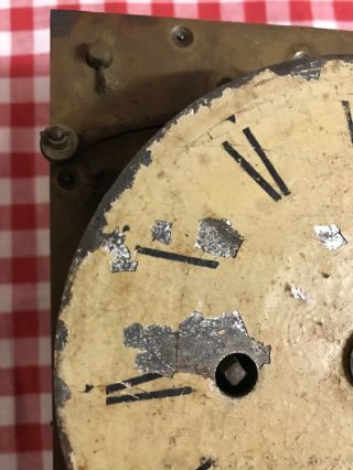 Rare Vintage Grandfather Fusse Clock Face & Mechanism / Movement 2