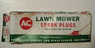 Vintage Ac Lawn Mower Spark Plugs Advertising 8 Place Empty Box Colors