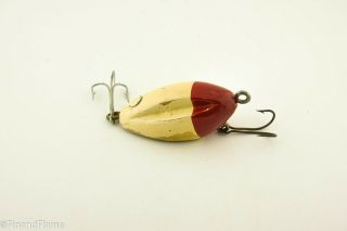 Wooden Chunk Bait Antique Fishing Lure Red & White Et38