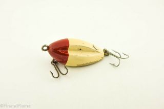 Wooden Chunk Bait Antique Fishing Lure Red & White ET38 2