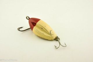 Wooden Chunk Bait Antique Fishing Lure Red & White ET38 3