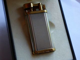 Dunhill Unique Lighter - Silver Plated Hobnail With Gold Plated Trim,  Boxed