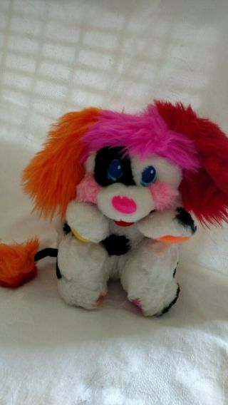 Vintage 1986 Plush Popples Puppy Dog With Spots & Fuzzy Ears