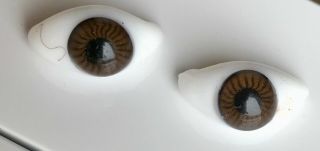 Antique Big Brown Spiral Thread French Doll Glas Eyes From Bru Jne