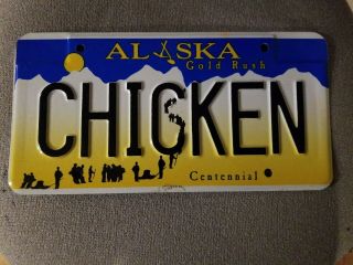 1997 Alaska Gold Rush Centennial Personalized License Plate Chicken
