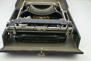Antique C1917 Corona Model 3 Portable Folding Typewriter W/case Black Enamel