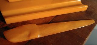 Art Deco Amber Color Bakelite Catalin Desk Set with paper knife 3