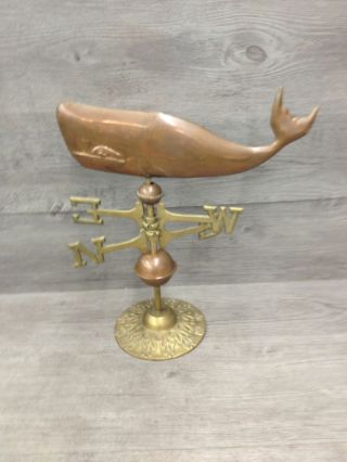 Vintage Metal Weathervane W/ Sperm Whale Figure & North East West South Arrows