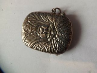 A Vintage Sterling Silver Vesta Case With Red Indian Character To Both Sides