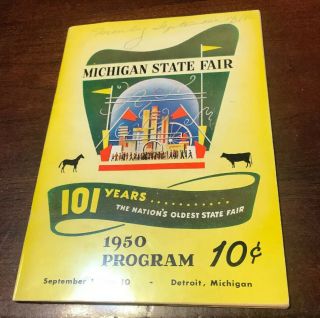 Vintage 1950 Michigan State Fair Program