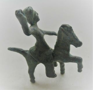 British Found Ancient Celtic Bronze Horse And Rider Figurine 100bc
