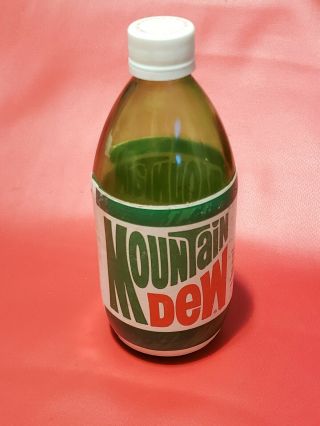 Rare Vintage 1980s Mountain Dew Green Glass Bottle 16oz With Label & Cap