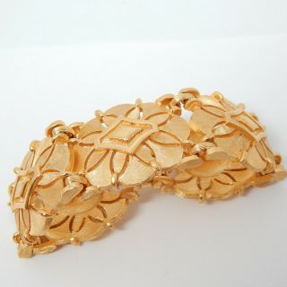 Crown Trifari C Mid - Century Modernist Brushed Gold Early Piece 7.  5 " Vtg Bracelet