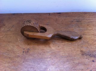 Lovely Decorative Antique Carved Wooden Roller Butter Stamp 6.  7 Inches