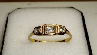Antique Victorian 18ct Yellow Gold Natural Diamond Three Stone Ring,  Sz M/n