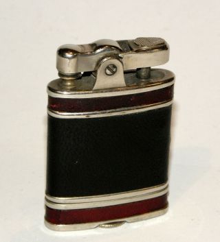 Rare 1930 Art Deco Ronson Duplex 2 Color Leather Automatic Pocket Petrol Lighter