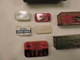 TWO AL FOSS TINS AND MISC.  ITEMS - LURES 3