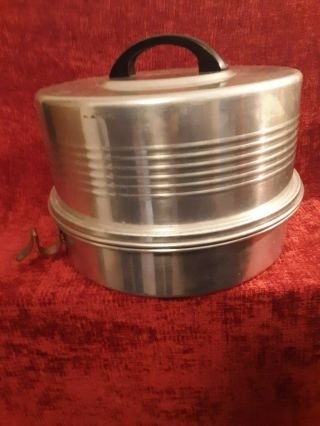 Vintage Regal 3 Piece Aluminum Pie And Cake Carrier Locking Lid With Cake Plate