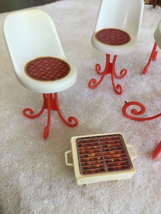 Vintage Barbie Dream Furniture pool patio table chairs barbecue grill 70s 3