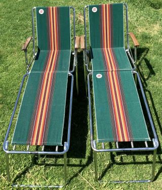 2 Zip Dee Folding Camping Chairs & Leg Rest Extensions Rv Rambler Air Stream