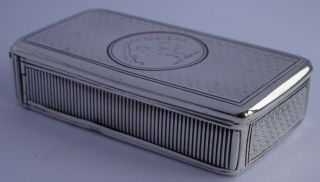 Rare Victorian Combined Solid Silver Snuff Box /vesta Case & Armorial Crest,  1866