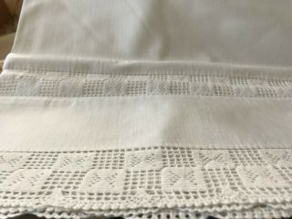 Antique Swedish Vintage Handmade Embroidered Cotton Sheet 2/2
