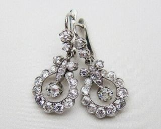 Vintage Antique Fine Engagement Earrings 925 Sterling Silver 2.  5ct Round Diamond