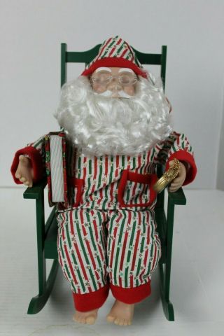 Vintage Santa Claus Sleeping In Rocking Chair Rocks And Snores 12 "