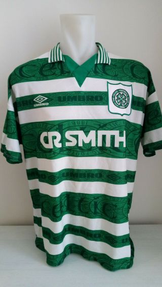 Jersey Shirt Vintage Umbro Celtic 95 - 96 Home Xl N0 Match Worn Scotland Rangers