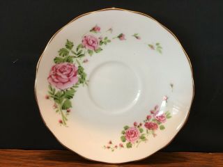 Vintage 1974 Avon England Fine Bone China Pink Roses Flower Saucer Plate