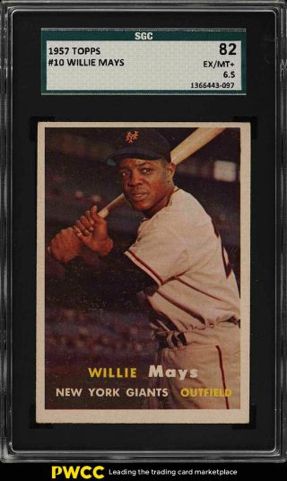 1957 Topps Willie Mays 10 Sgc 6.  5 Exmt,  (pwcc)