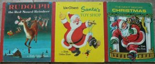3 Vintage Little Golden Books Night Before Christmas,  Santa 