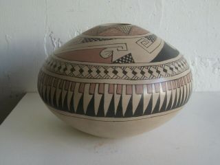 Vtg Mata Ortiz Olla Art Pottery Geometric Design By Celia Lopez Seed Vase Pot