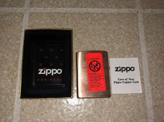 2003 Solid Copper Zippo Lighter Hand Finished Stamped F 03