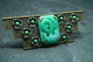 Lovely Antique Art Deco Peking Glass Snake Serpent Brooch/pin