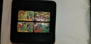 Mysteries Of The Forest 4 Zippo Lighter Set Plus Jaguar & Cub In Tins