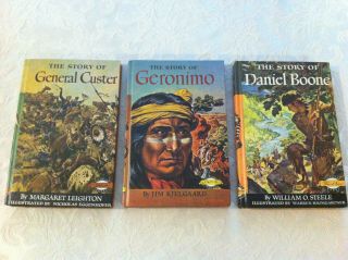 Geronimo,  General Custer,  The Story Of Daniel Boone,  - 3 Signature Books Vgc
