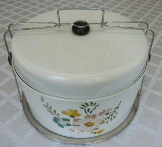 Vintage White Metal Cake & Pie Carrier With Handle 1950’s 4 Piece Set