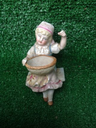 2 Antique German Bisque Doll Swinger Girl Clock Pendulum Ansonia? From Estate