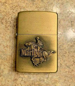 Rare Vintage 1982 Zippo Marlboro Man Cowboy Brass Lighter