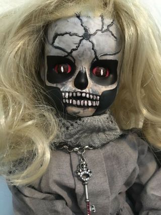 18  Doll Vintage Skull Creepy Halloween Horror Hand Painted Scary Ooak Gothic
