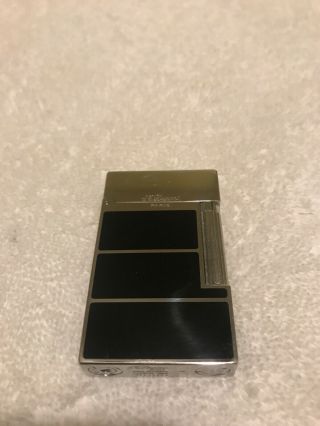 Vintage St Dupont Cigarette Lighter Made In France Black And Chrome