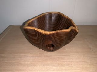 Small Handcarved Vintage Wooden Bowl Decorative Signed Lovely