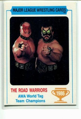 Vintage Major League Wrestling Card Road Warriors 1986 Carnation Hot Cocoa Rare