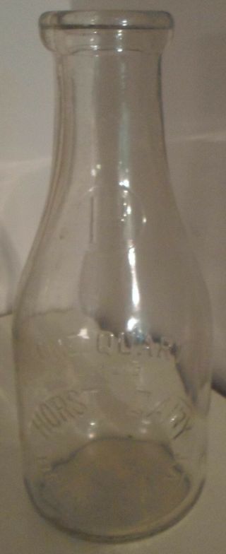 Rare Vintage Horst Dairy Quart Milk Bottle W/h