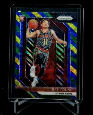 2018 - 19 Panini Prizm Choice Trae Young Blue Green Yellow Rookie Rc Hawks