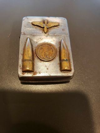 1942 Vintage Zippo Lighter Us Air Force Ww Ii 2 Trench Art Bullet Konungur Coin